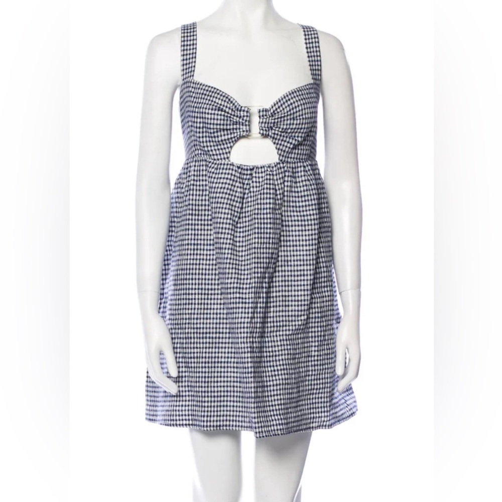 NWT Reformation‎ Noel Gingham Linen Minidress Callah Check 100% Linen Size 10
